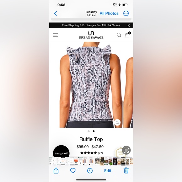 Urban Savage Ruffle top in Coral Python - Picture 2 of 2